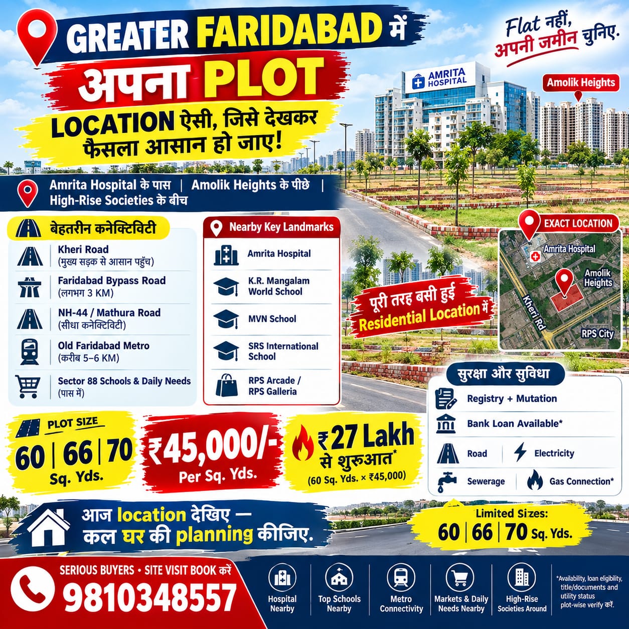 Greater Faridabad Plot Price 2026 – 50, 100, 150 and 200 Gaj Residential Plots