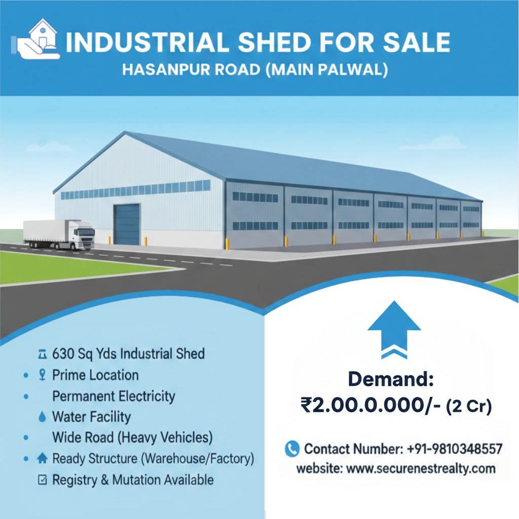 Industrial Shed for Sale in Palwal Haryana – Build Your Factory, Scale Your Business, Secure Your Future