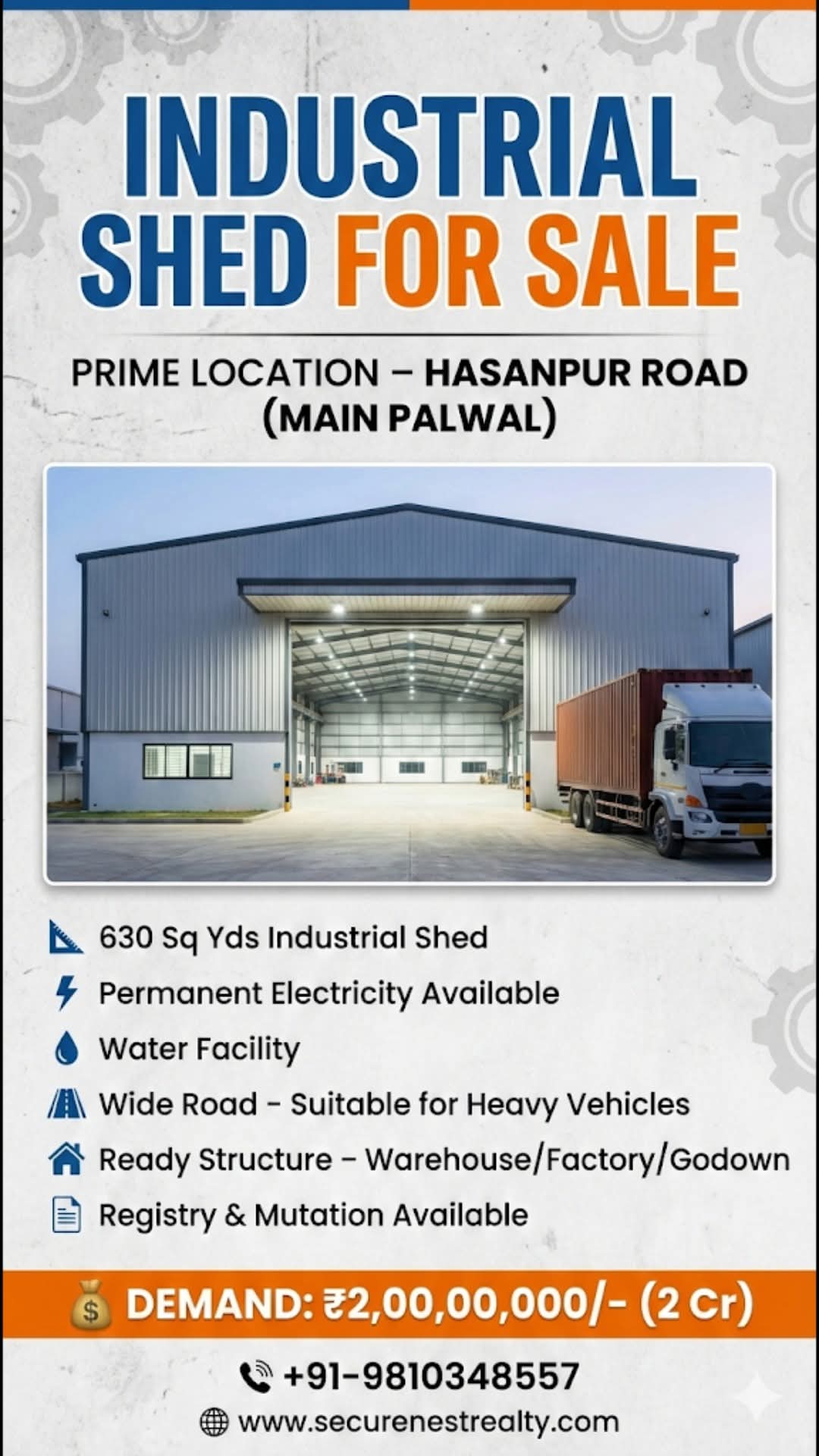 🏭 Industrial Shed for Sale in Palwal Haryana | Ready Warehouse & Factory Setup Near NH-19 & KMP Expressway